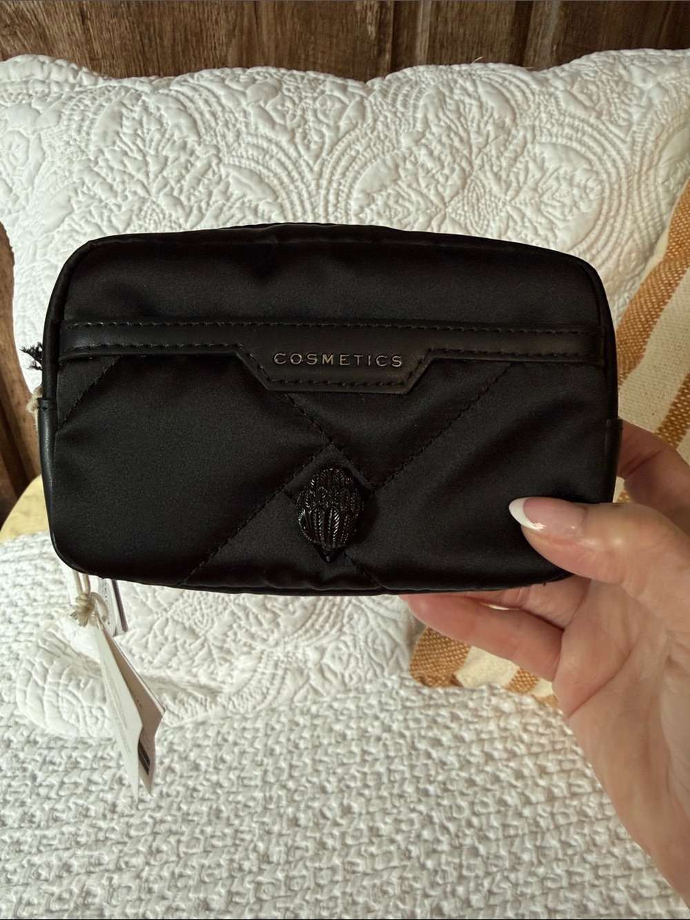 Kurt Geiger Black Quilted Cosmetics RECYCLED COSMETIC POUCH